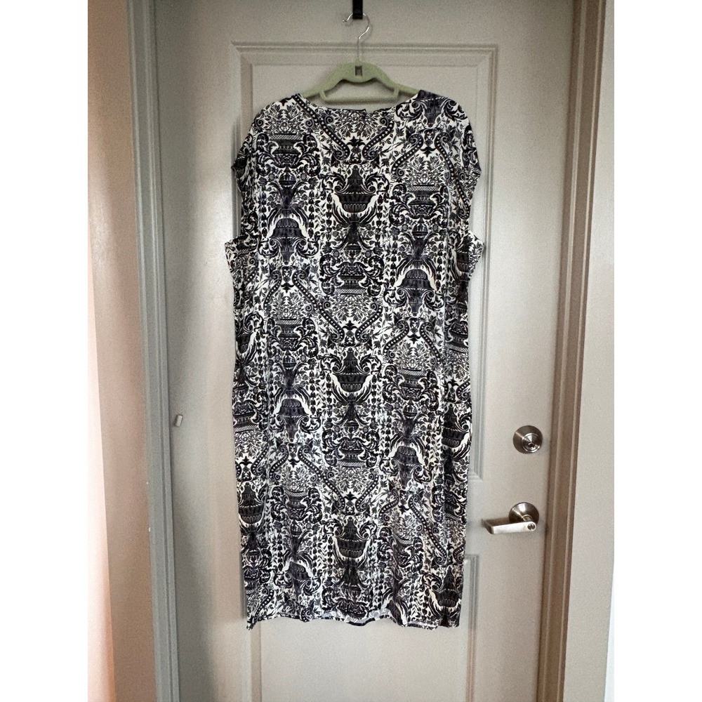 MM.LaFleur Baroque Print Midi Shift Dress Print Black White +1 1X